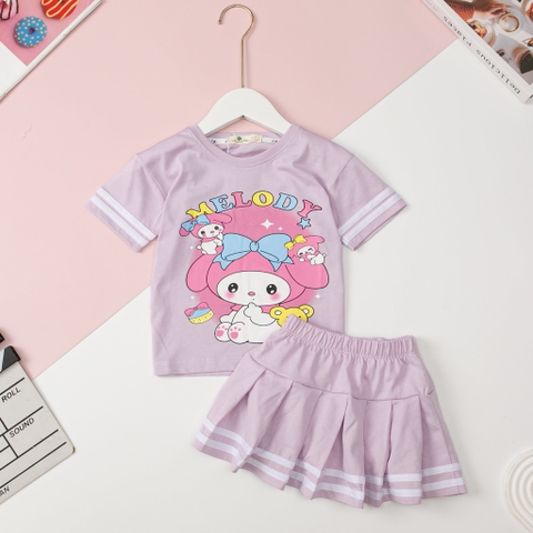 Bộ cotton Bé gái chân váy chạy sọc size 3/10T x24