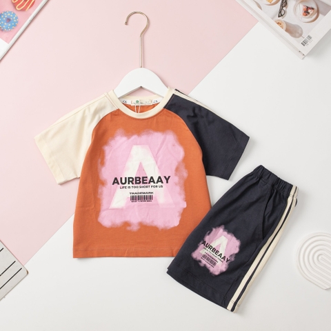 H449 Bộ cotton BG phối tay quần lé sọc 10/16