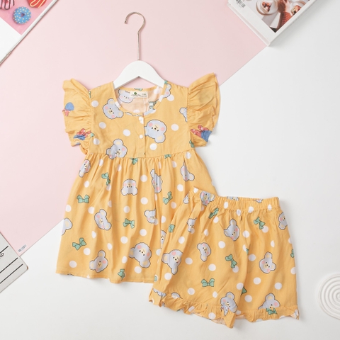 Bộ quần áo cotton TE lanh BG cúc ngực cánh tiên 10/14 x24