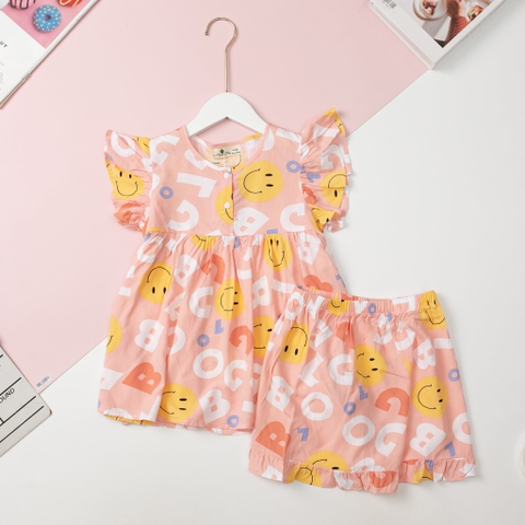Bộ quần áo cotton TE lanh BG cúc ngực cánh tiên 10/14 x24