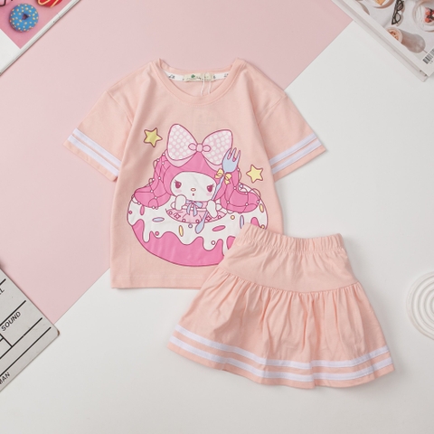 Bộ cotton BG chân váy chạy sọc 3/10 x24