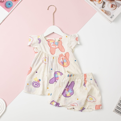 Bộ lanh Bé gái viền ngực size 2/10T (lô 2)