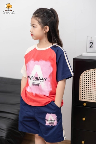 H449 Bộ cotton BG phối tay quần lé sọc 10/16