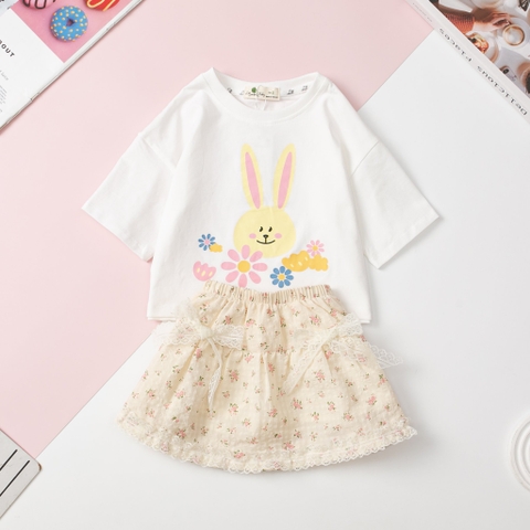 Bộ Bé gái áo croptop chân váy hoa ren 2/12T x24