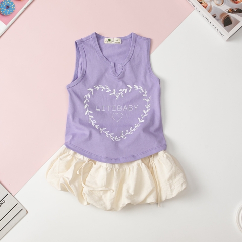 Bộ BG áo sát nách kèm chân váy nơ 2/10
