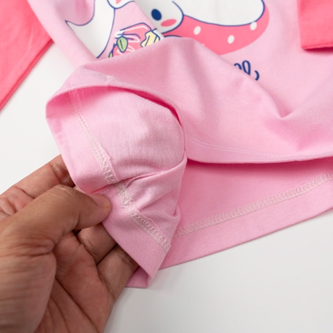 Bộ Bé gái cotton thu đông tay ráp lăng 3/10T