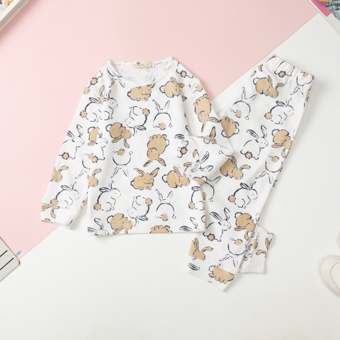 Bộ cotton thu đông trẻ em họa tiết size 3/10T