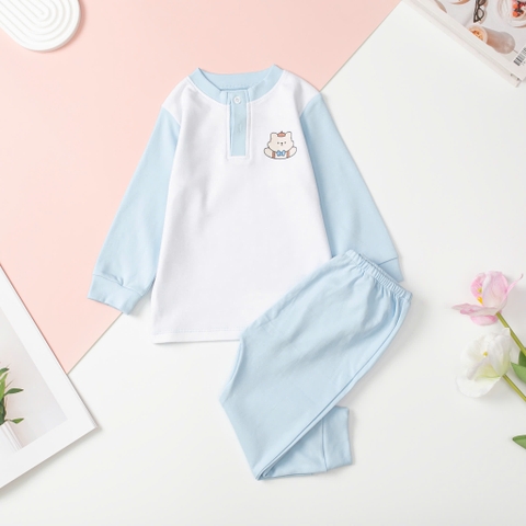 T405 Bộ sơ sinh thu đông trơn màu size 6/36m