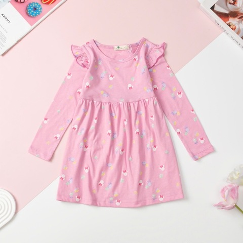 T412 Váy cotton thu đông Bé gái họa tiết 2/12T
