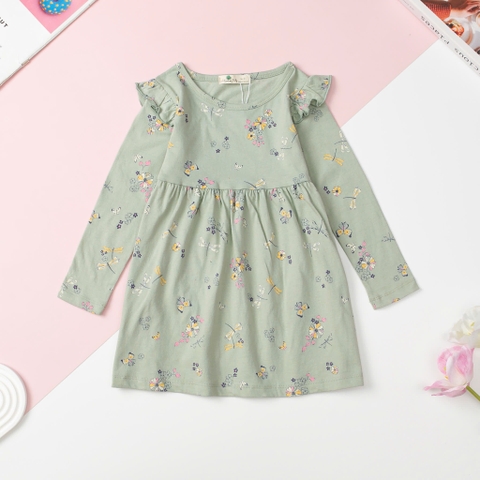 T412 Váy cotton thu đông Bé gái họa tiết 2/12T