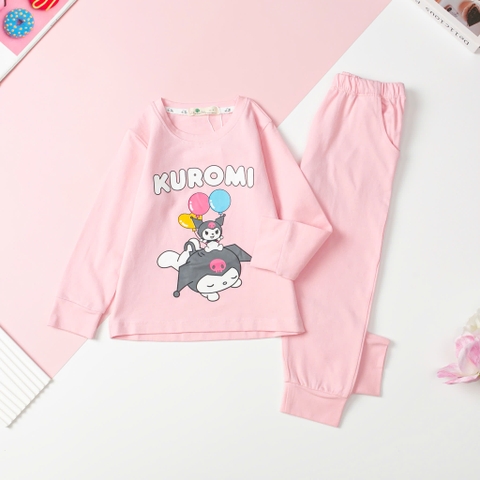 Bộ Bé gái cotton thu đông in kurumi, thỏ size 3/10T