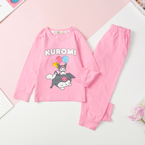 Bộ Bé gái cotton thu đông in kurumi, thỏ size 3/10T