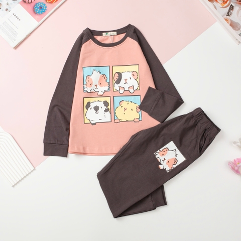 T402 Bộ Bé gái cotton thu đông vải dày size đại 8/16T