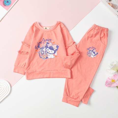 Bộ cotton thu đông Bé gái tay bèo LABUBU size 2/8T x24