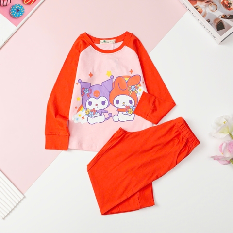 Bộ Bé gái thu đông tay ráp lăng size 3/10 tuổi