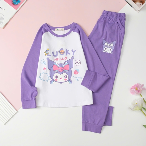 T416 Bộ Bé gái thu đông cotton ráp lăng size đại 8/16T