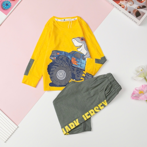 Bộ Bé trai cotton dài tay thu đông hình ô tô, sonic, phi hành gia size 2/8T