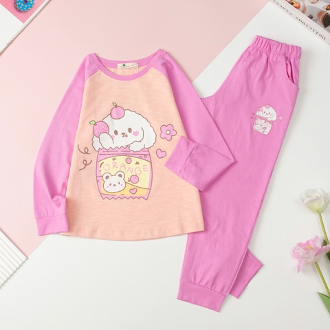 T416 Bộ Bé gái thu đông cotton ráp lăng size đại 8/16T