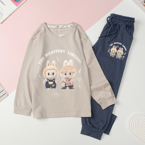 T411 Bộ cotton thu đông Bé trai túi hộp 8/16 tuổi