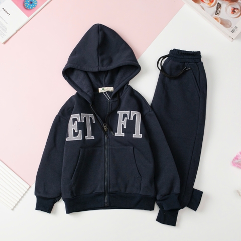 Bộ Bé trai nỉ bông dày có mũ thêu ETPT size 4/8 tuổi