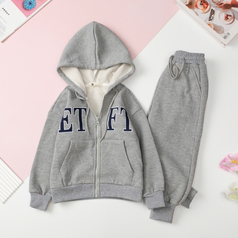 Bộ Bé trai nỉ bông dày có mũ thêu ETPT size 4/8 tuổi