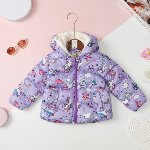 Áo phao Bé gái LITIBABY trần bông hình họa tiết size 2/10T