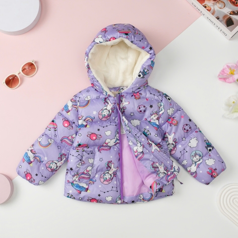 Áo phao Bé gái LITIBABY trần bông hình họa tiết size 2/10T