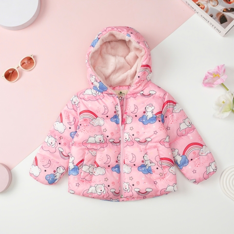 Áo phao Bé gái LITIBABY trần bông hình họa tiết size 2/10T