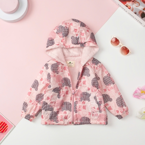 Áo khoác gió Bé trai, bé gái lót lông thỏ size 2/10 tuổi