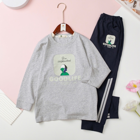 T411 Bộ cotton thu đông Bé trai túi hộp 8/16 tuổi