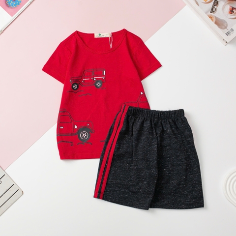 Bộ mùa hè bé trai vải cotton, hoạt hình size 1/7 tuổi