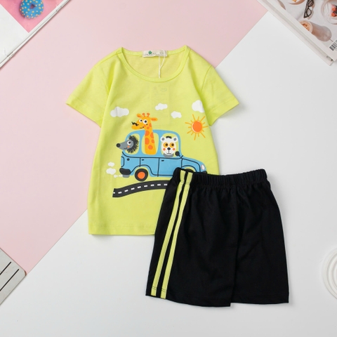 Bộ mùa hè bé trai vải cotton, hoạt hình size 1/7 tuổi