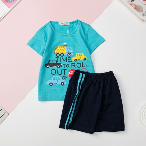 Bộ mùa hè bé trai vải cotton, hoạt hình size 1/7 tuổi