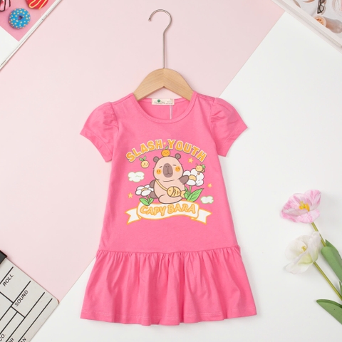 Váy cotton đuôi cá in hình kitty, capybara, labubu size 2/10 tuổi