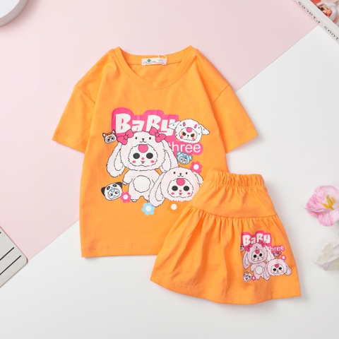 Bộ cộc tay Bé gái áo kèm chân váy chạy sọc size 4/10 tuổi