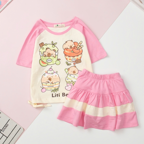 H551 Bộ cotton trẻ em - bé gái G002 4/12