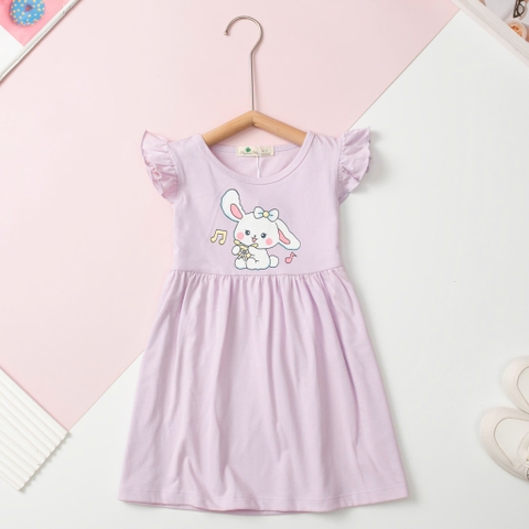 Váy cotton trẻ em - V02, Váy mùa hè tay cánh tiên cho bé gái từ 2/12 tuổi