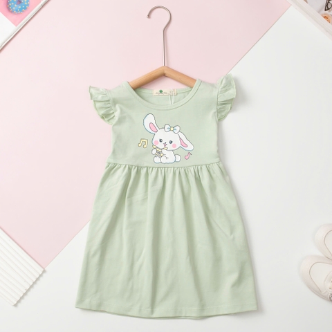 Váy cotton trẻ em - V02, Váy mùa hè tay cánh tiên cho bé gái từ 2/12 tuổi
