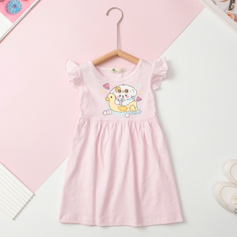Váy cotton trẻ em - V02, Váy mùa hè tay cánh tiên cho bé gái từ 2/12 tuổi