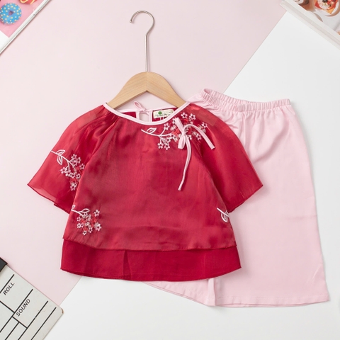 Bộ thời trang trẻ em - F02, Bộ quần dài, áo lụa size 2 đến 10 tuổi