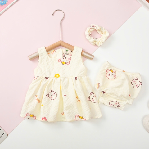 Bộ cotton trẻ em - bé gái G003_6/36 đũi sơ sinh