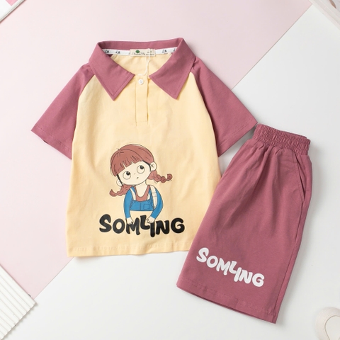Bộ cotton trẻ em-bé gái G001 4/12