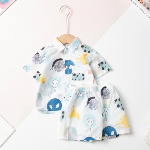 Bộ cotton trẻ em - bé trai B002, bộ sơ mi đi học, đi chơi size 9/36 tháng