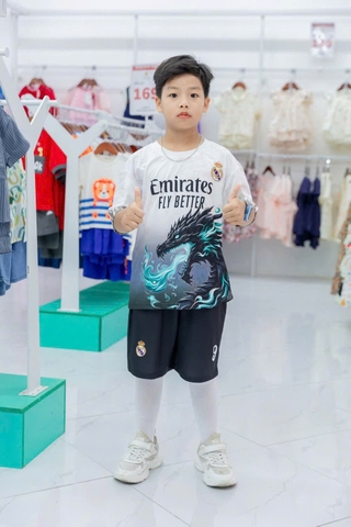 Bộ cotton trẻ em - bé trai B002, Bộ thể thao cầu thủ size 10/16 tuổi