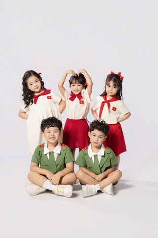 Bộ cotton trẻ em - bé trai B001 1/7 bộ đội