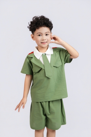 Bộ cotton trẻ em - bé trai B001 1/7 bộ đội