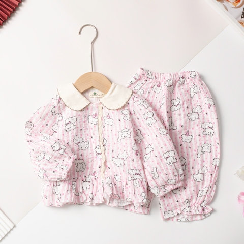 Bộ pijama đũi cotton trẻ em - bé gái ĐG002 1/7