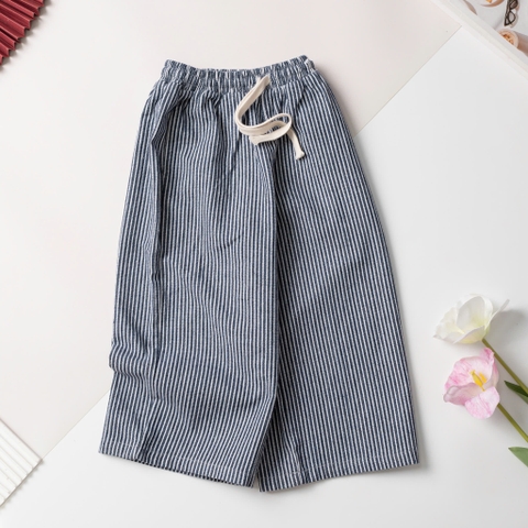Quần trẻ em - Q09 size 4/14T, Quần Ống Rộng Kẻ Sọc buộc dây