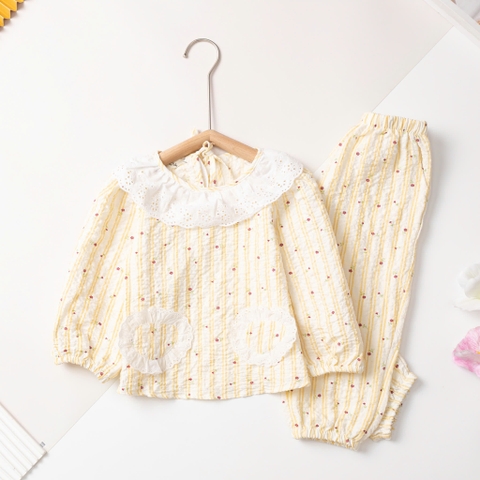 Bộ thời trang trẻ em - F05 2/7 đũi viền cổ