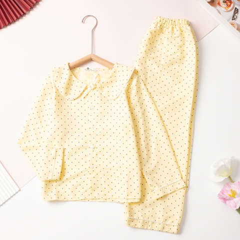 Bộ cotton trẻ em - bé gái 8/16 đũi nơ